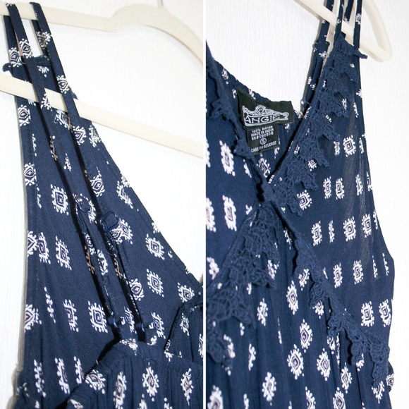 Boho Lace-Up Sides Double Strap Swing Dress NWT - Picture 6 of 8